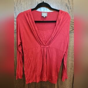Milk Nursingwear Red Long Sleeve Blouse